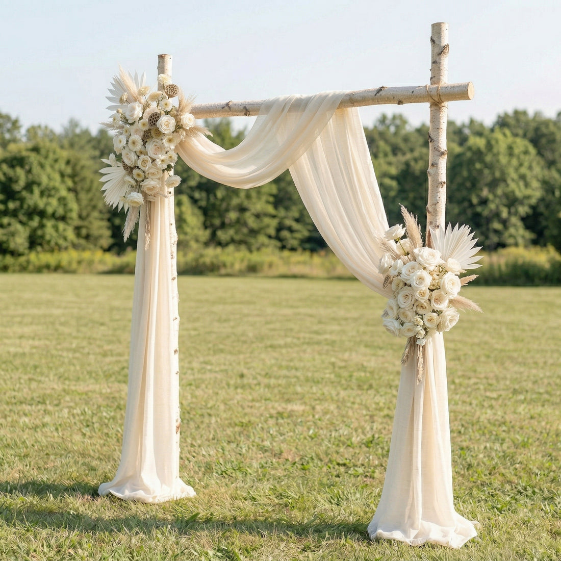 Rosara White Rose Swag Set Flowers Kit with Drapes for Garden Wedding Backdrop