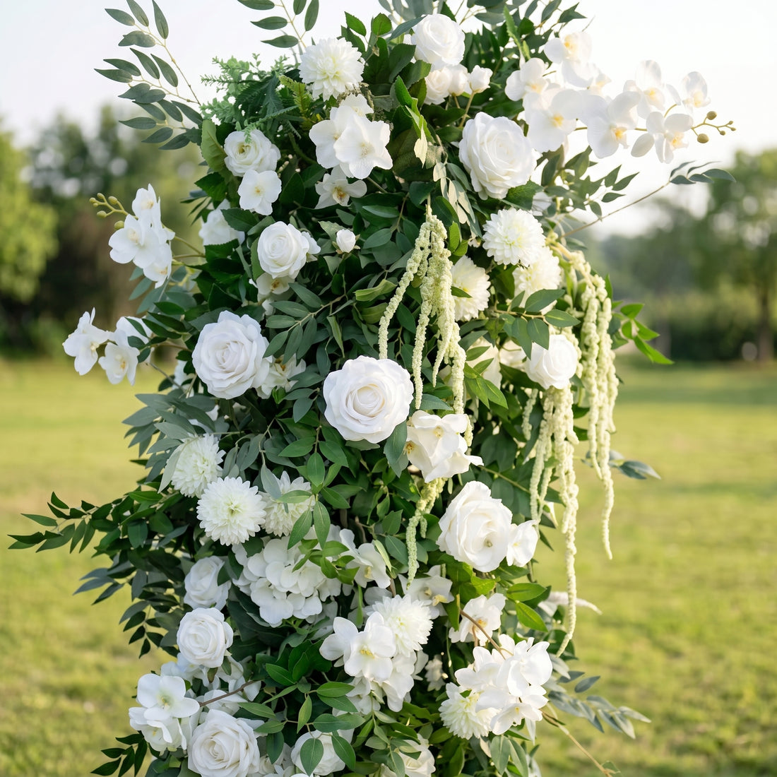 Roseline 3D White Artificial Flower Pillar Wedding Backdrop Arch KT Board Decor Floral Arrangement
