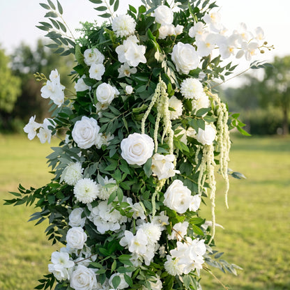 Roseline 3D White Artificial Flower Pillar Wedding Backdrop Arch KT Board Decor Floral Arrangement