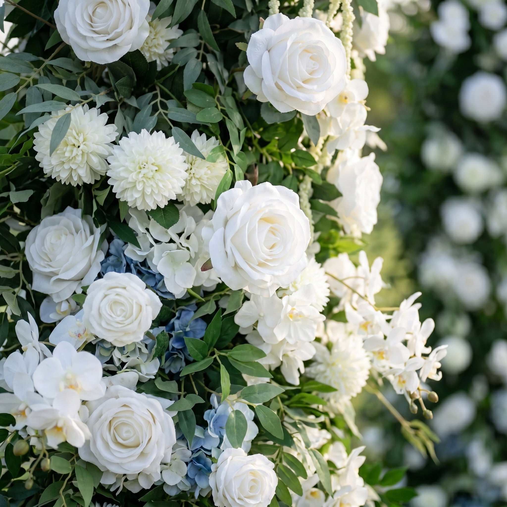 Roseline 3D White Artificial Flower Pillar Wedding Backdrop Arch KT Board Decor Floral Arrangement