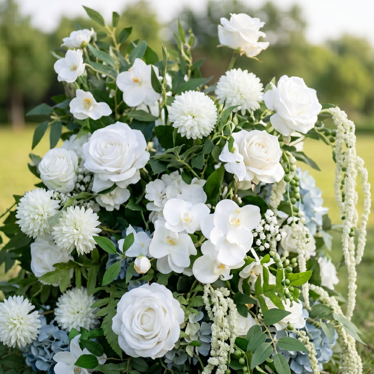 Roseline 3D White Artificial Flower Pillar Wedding Backdrop Arch KT Board Decor Floral Arrangement