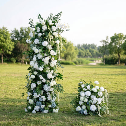 Roseline 3D White Artificial Flower Pillar Wedding Backdrop Arch KT Board Decor Floral Arrangement