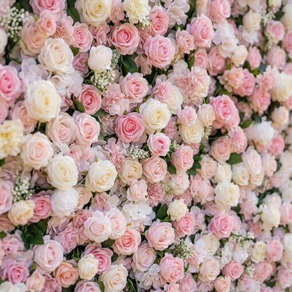 Roslenelle 4D Flower Wall Fabric Artificial Zip Up Curtain Flower Wall For Wedding and Events Decoration