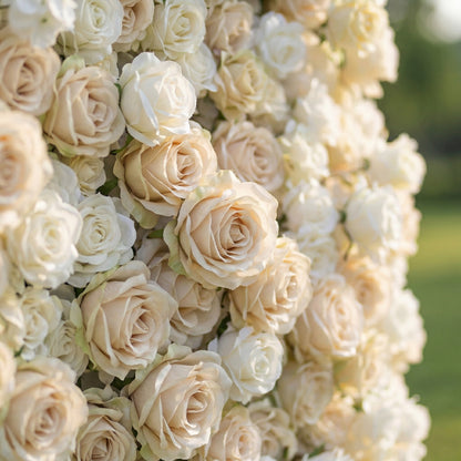 Roslenia 4D Flower Wall Fabric Artificial Zip Up Curtain Flower Wall For Wedding and Events Decoration