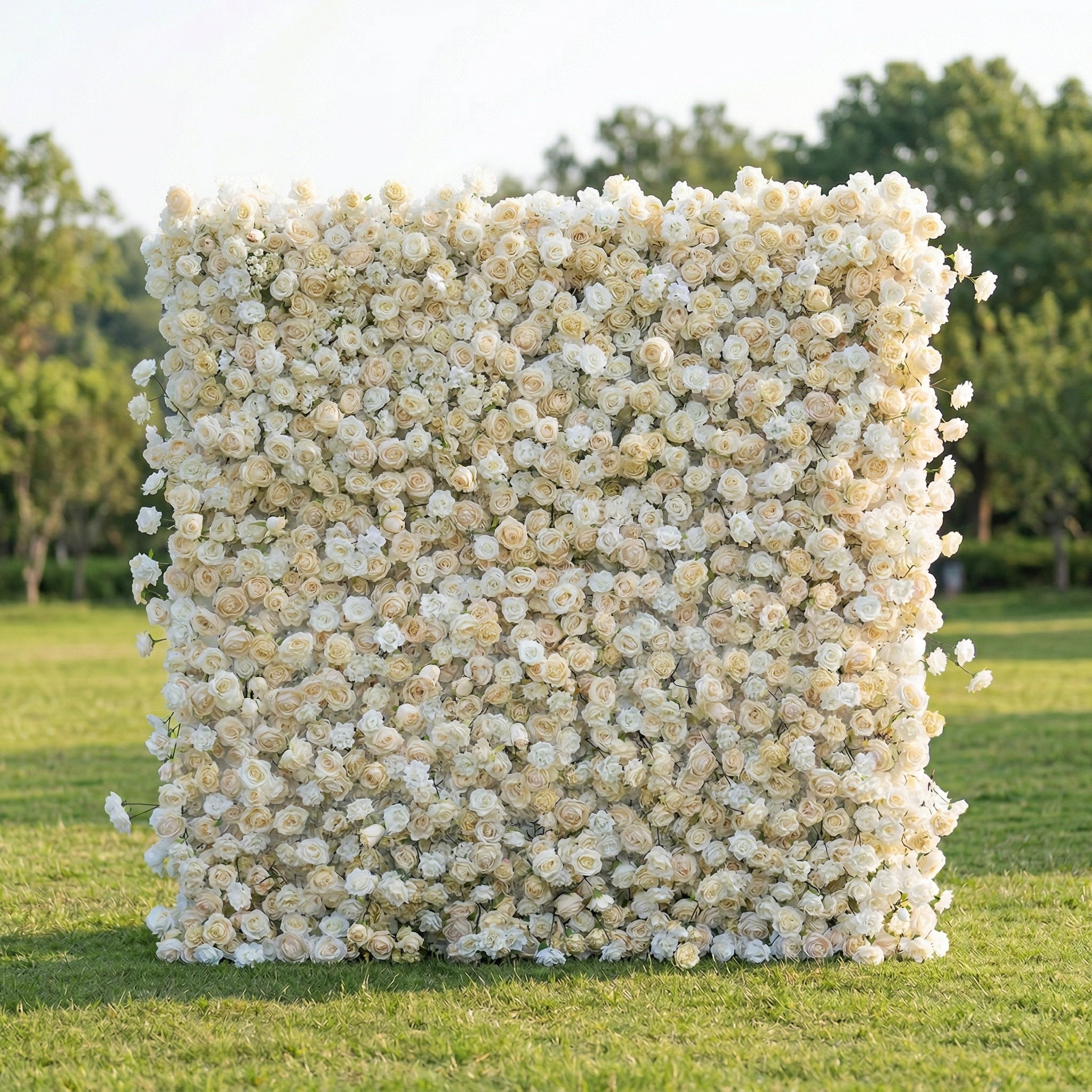Roslenia 4D Flower Wall Fabric Artificial Zip Up Curtain Flower Wall For Wedding and Events Decoration