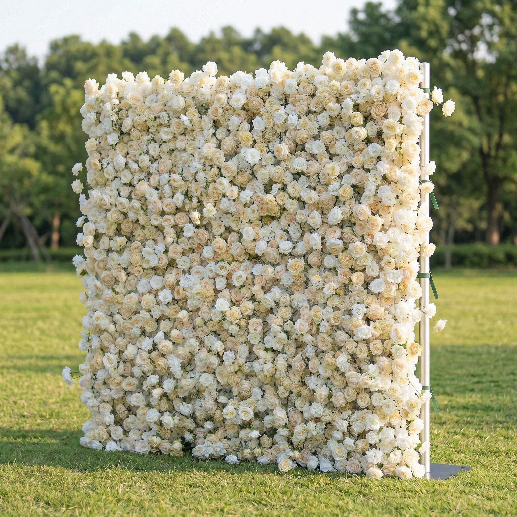 Roslenia 4D Flower Wall Fabric Artificial Zip Up Curtain Flower Wall For Wedding and Events Decoration