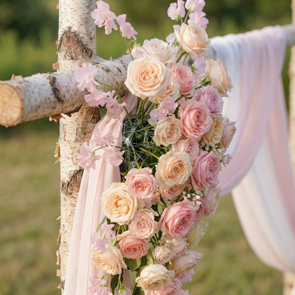 Rowena Pink Rose Swag Set Flowers Kit with Drapes for Wedding Backdrop &amp; Party Decor