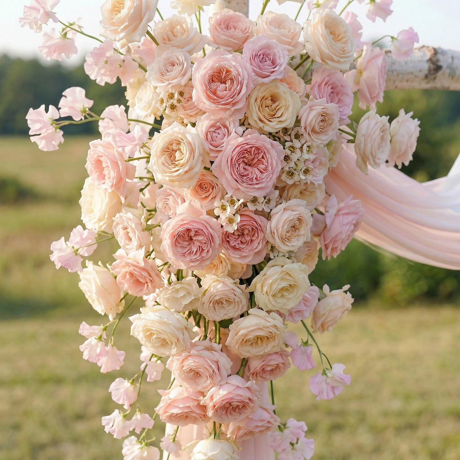Rowena Pink Rose Swag Set Flowers Kit with Drapes for Wedding Backdrop &amp; Party Decor