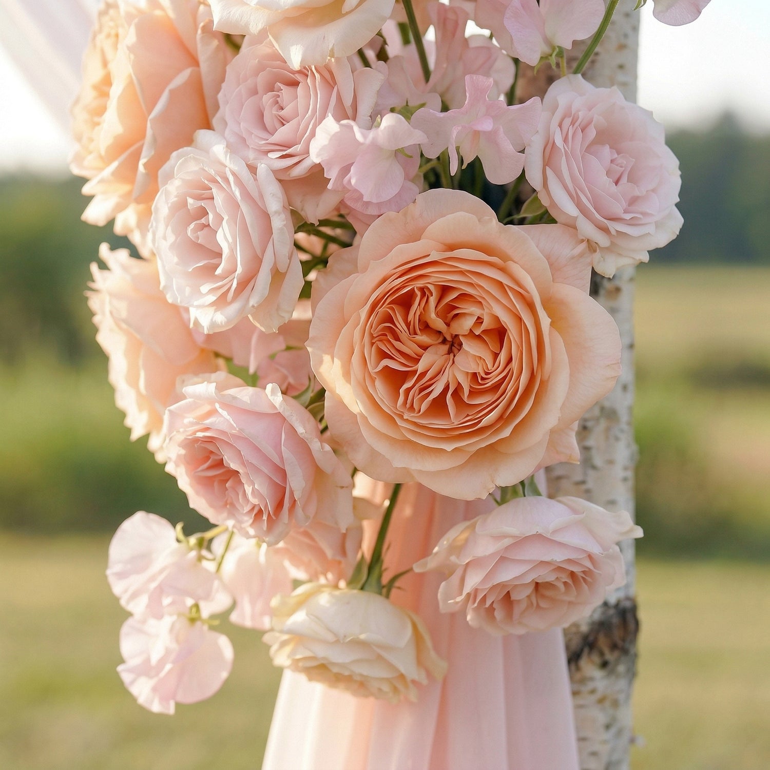 Rowena Pink Rose Swag Set Flowers Kit with Drapes for Wedding Backdrop &amp; Party Decor