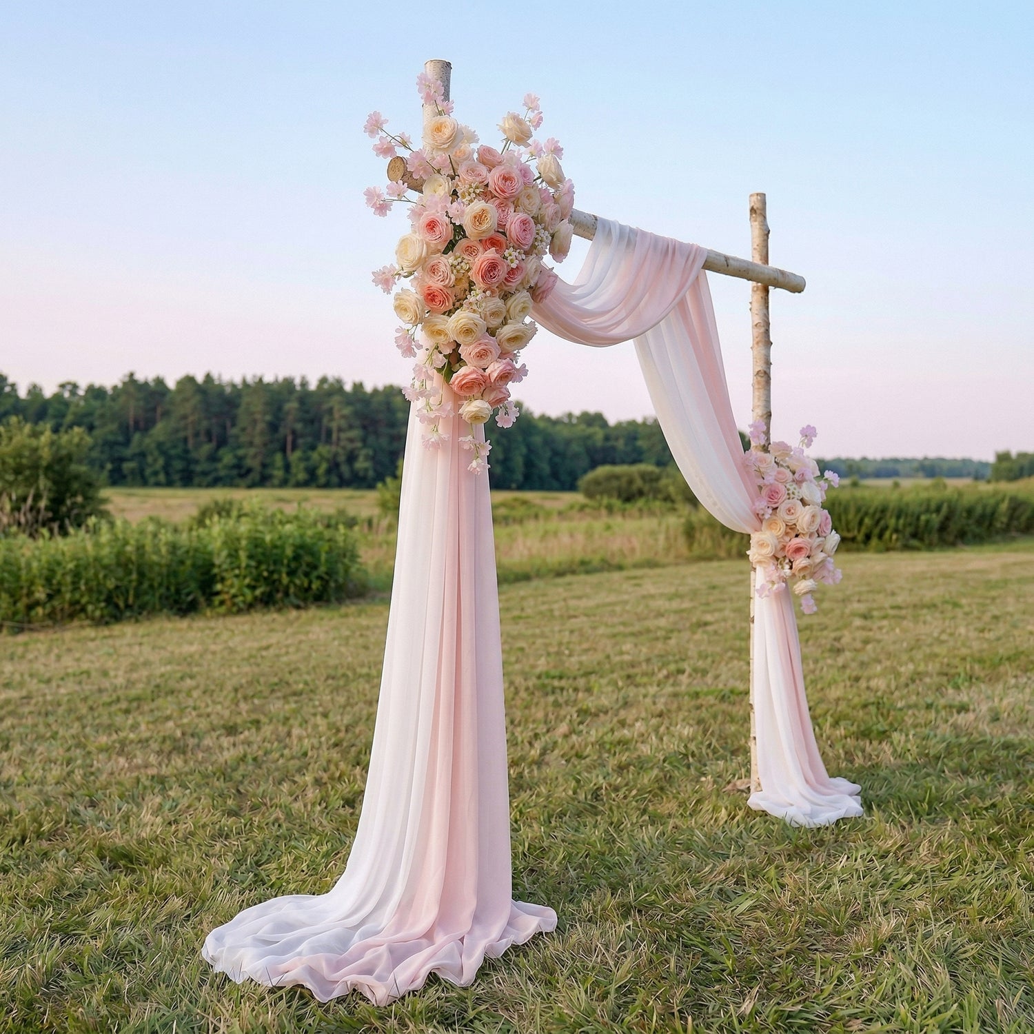 Rowena Pink Rose Swag Set Flowers Kit with Drapes for Wedding Backdrop &amp; Party Decor