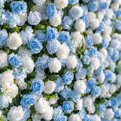 Sabrina 3D Blue Flower Wall Fabric Artificial Zip Up Curtain Flower Wall For Wedding and Events Decoration