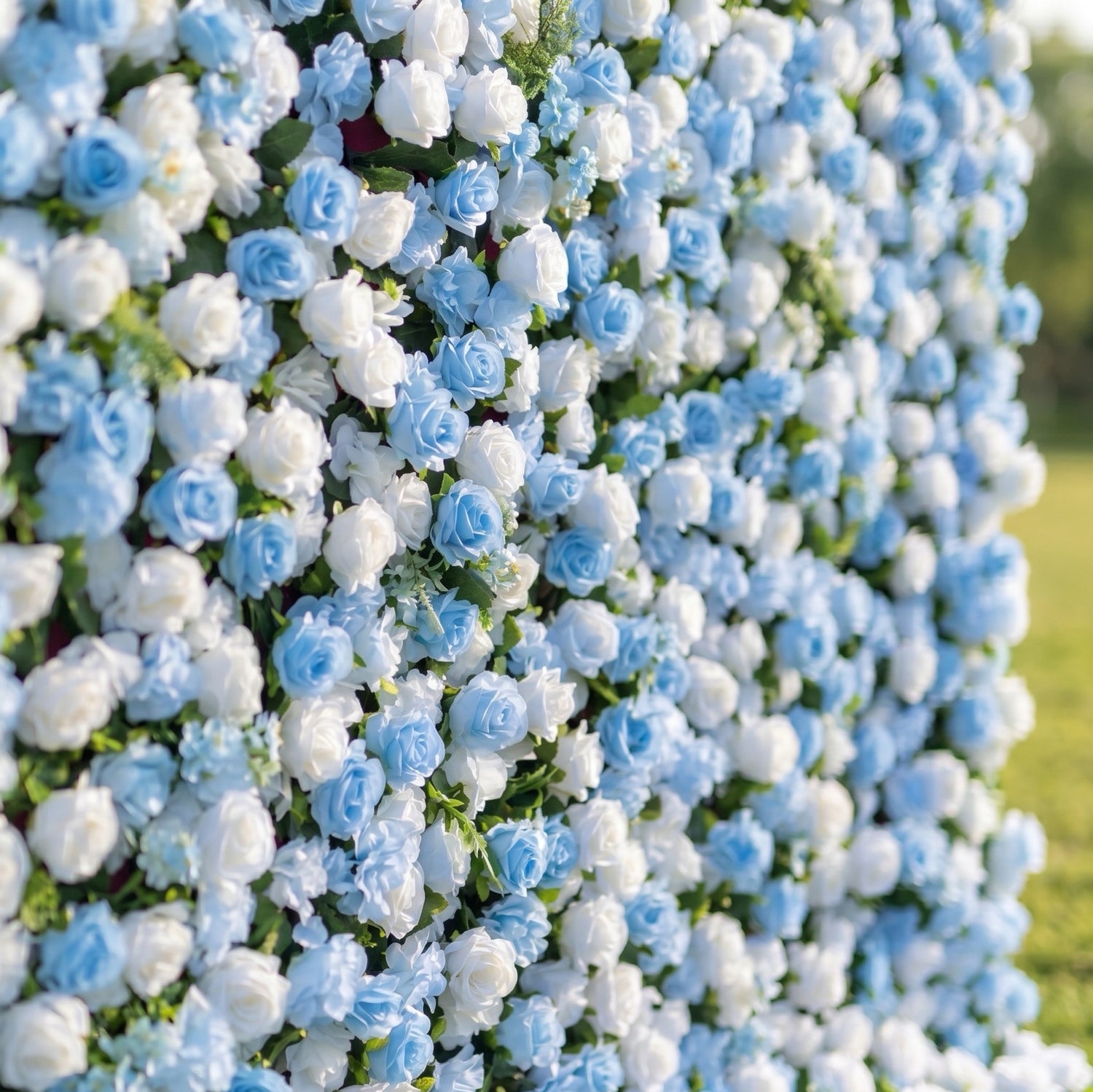 Sabrina 3D Blue Flower Wall Fabric Artificial Zip Up Curtain Flower Wall For Wedding and Events Decoration