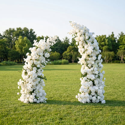 Seraphina White Luxury Horn Shaped Flower Arch with Frame for Wedding Party Event Backdrop Decoration