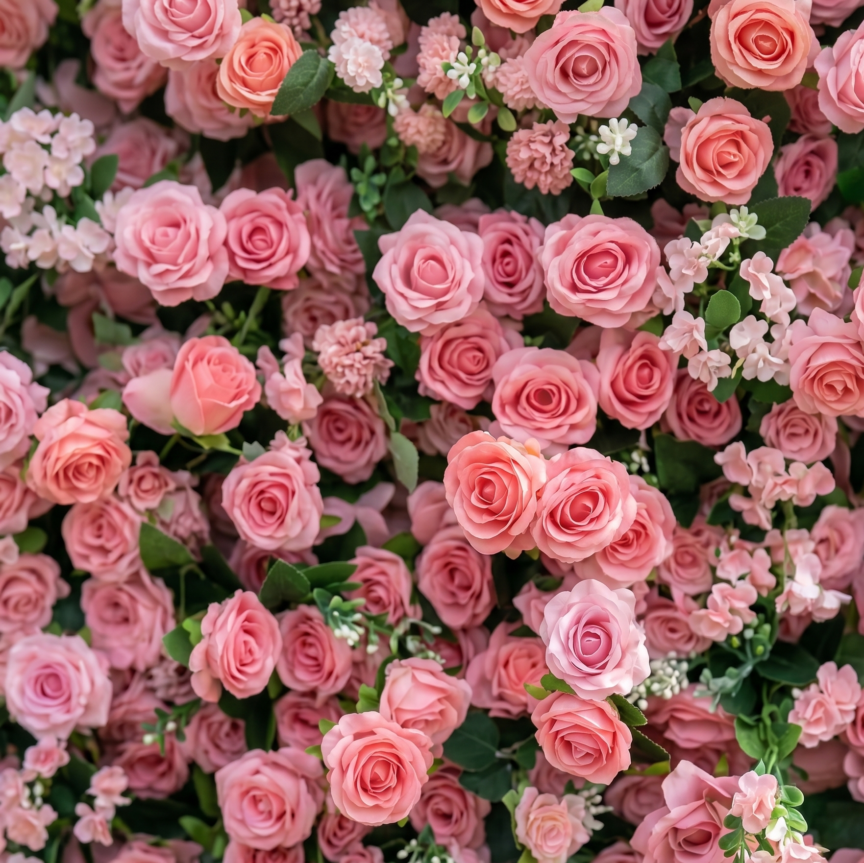 Thea 3D Light Red Rose Flower Wall Fabric Artificial Zip Up Curtain Flower Wall For Wedding and Events Decoration