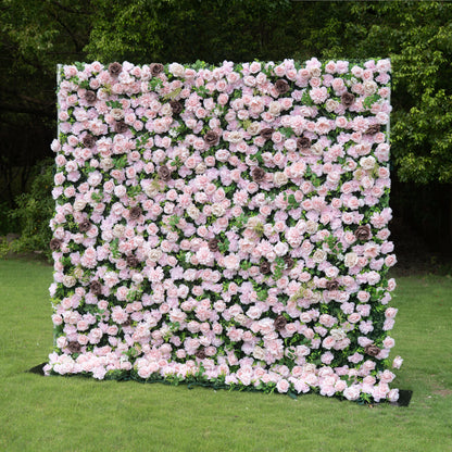 Tilly 3D Rose Flower Wall Fabric Artificial Zip Up Curtain Flower Wall For Wedding and Events Decoration