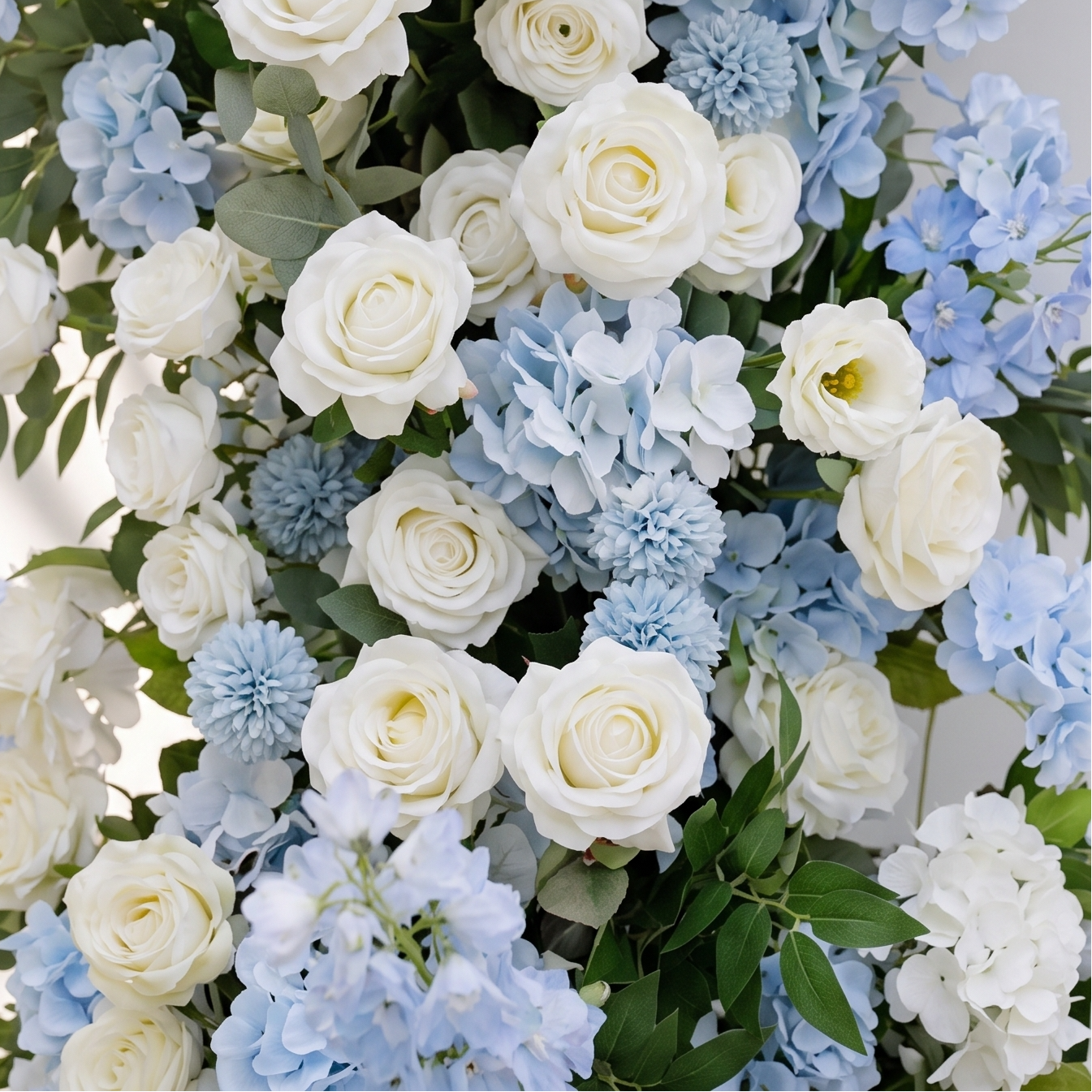 Ciel Blue &amp; White Artificial Flower Pillar Wedding Arch KT Board Decor Floral Arrangement