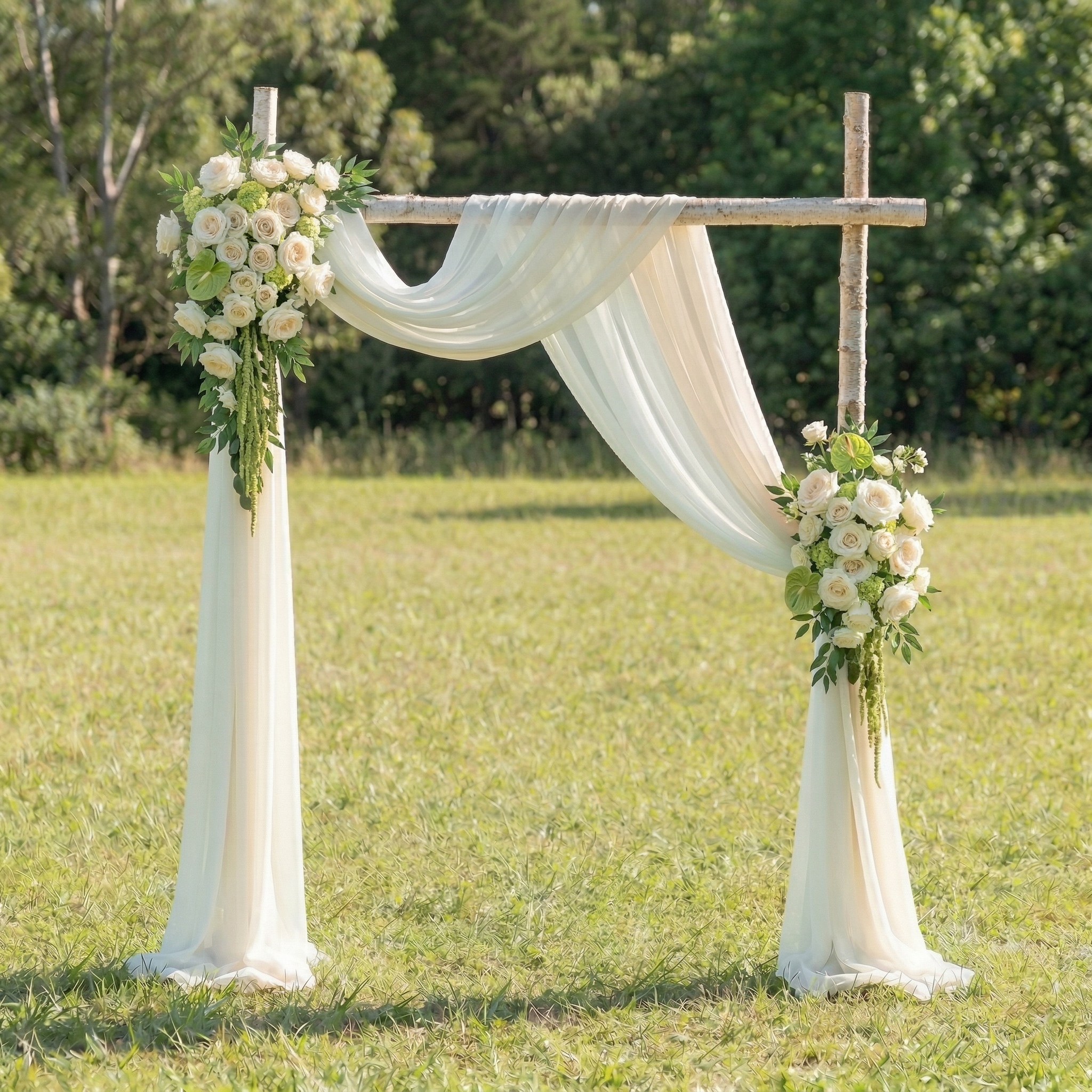 Verona White Rose &amp; Green Leaves Swag Set Flowers Kit with Drapes for Wedding Backdrop &amp; Party Decor