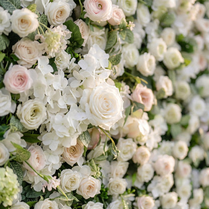 Vesta 3D White Rose Flower Wall Fabric Artificial Zip Up Curtain Flower Wall For Wedding and Events Decoration