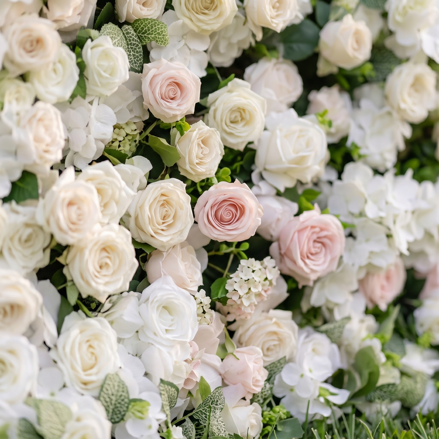 Vesta 3D White Rose Flower Wall Fabric Artificial Zip Up Curtain Flower Wall For Wedding and Events Decoration
