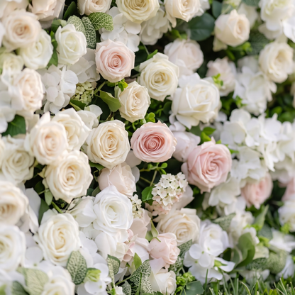 Vesta 3D White Rose Flower Wall Fabric Artificial Zip Up Curtain Flower Wall For Wedding and Events Decoration