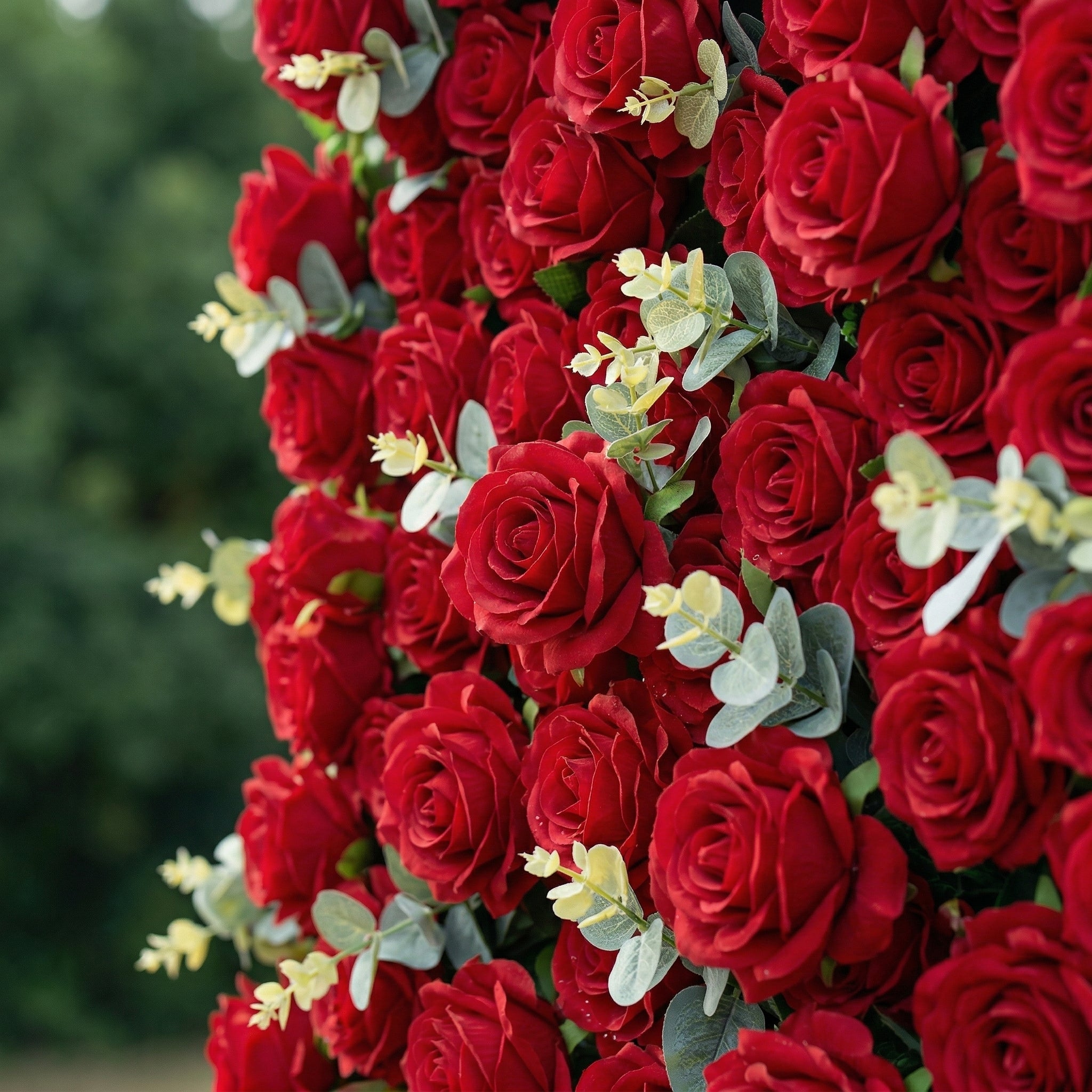 Vienine 4D Red Rose Flower Wall Fabric Artificial Zip Up Curtain Flower Wall For Wedding and Events Decoration