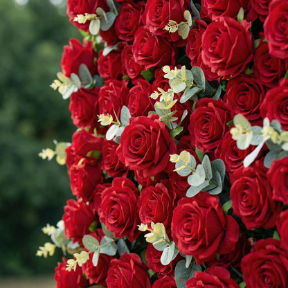 Vienine 4D Red Rose Flower Wall Fabric Artificial Zip Up Curtain Flower Wall For Wedding and Events Decoration