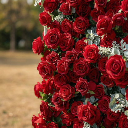 Vienine 4D Red Rose Flower Wall Fabric Artificial Zip Up Curtain Flower Wall For Wedding and Events Decoration