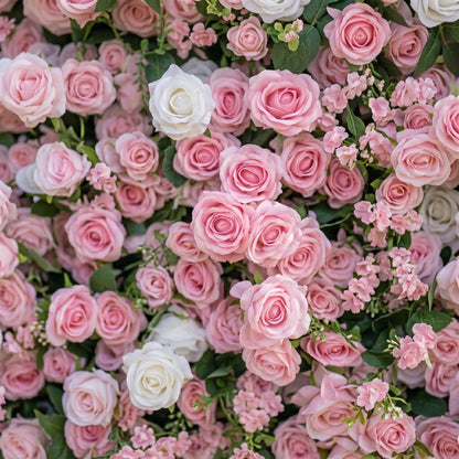 Yvette 3D Pink Rose Flower Wall Fabric Artificial Zip Up Curtain Flower Wall For Wedding and Events Decoration