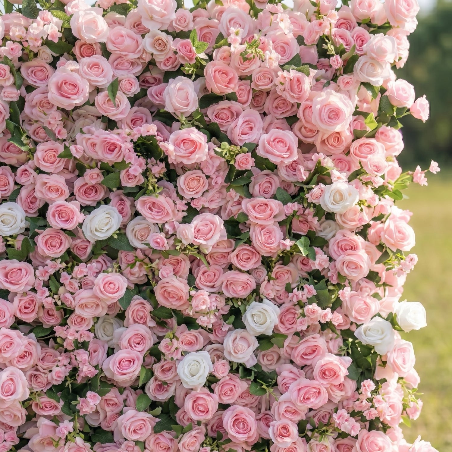 Yvette 3D Pink Rose Flower Wall Fabric Artificial Zip Up Curtain Flower Wall For Wedding and Events Decoration