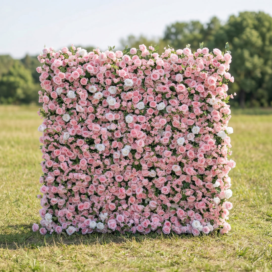 Yvette 3D Pink Rose Flower Wall Fabric Artificial Zip Up Curtain Flower Wall For Wedding and Events Decoration