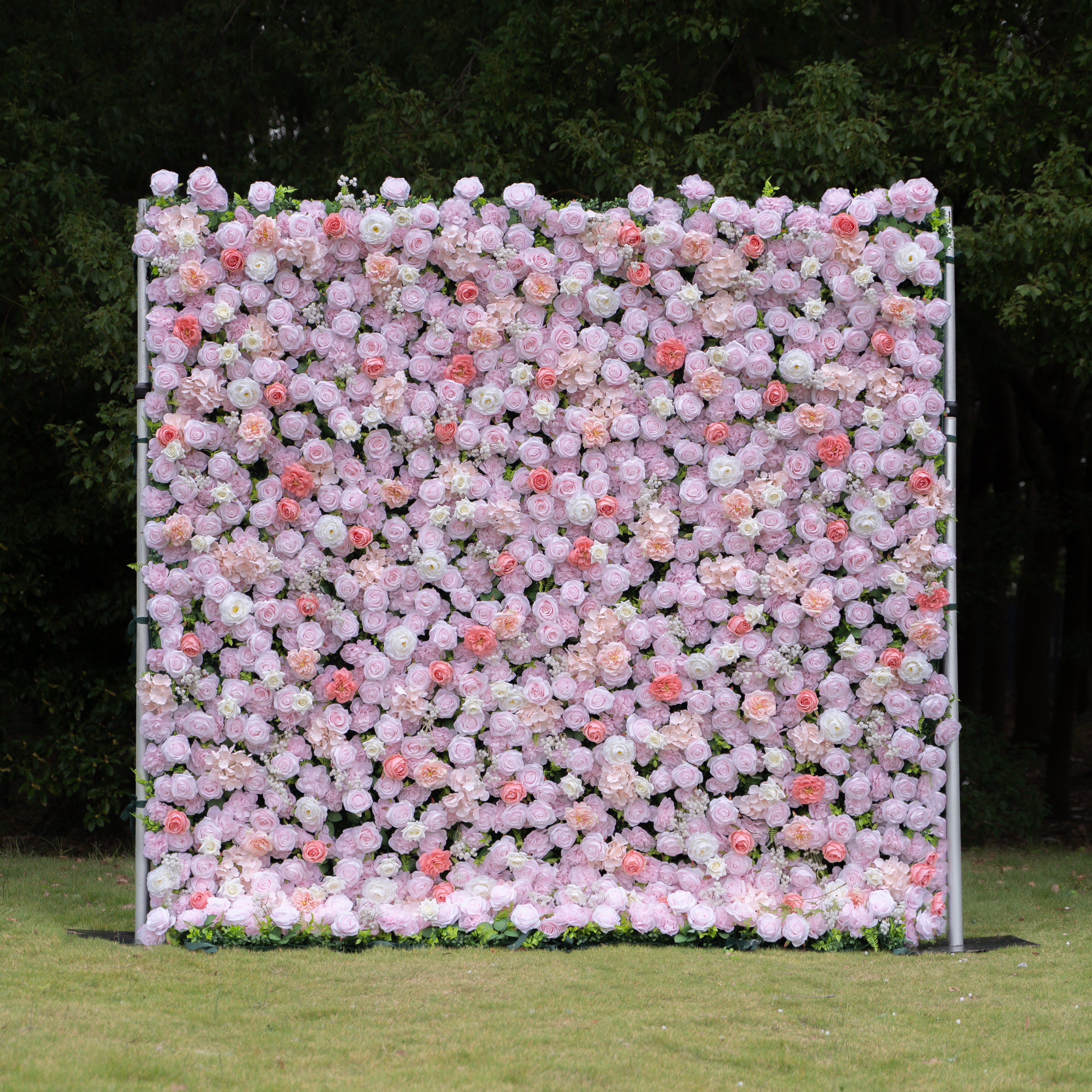Burlington Pink &amp; Deep Pink Garden Rose Flower Wall Panel – Easy Install Faux Floral Backdrop for Birthday, Graduation &amp; Event Decor