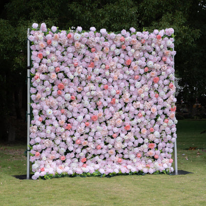 Burlington Pink &amp; Deep Pink Garden Rose Flower Wall Panel – Easy Install Faux Floral Backdrop for Birthday, Graduation &amp; Event Decor