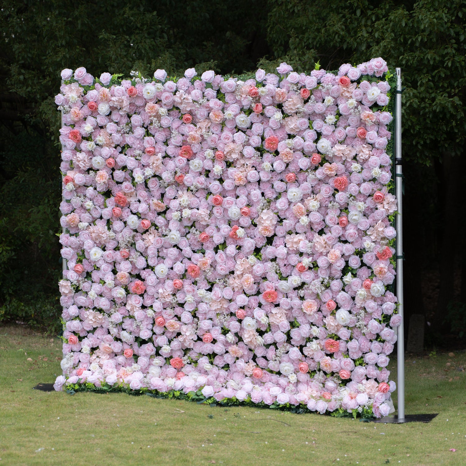 Burlington Pink &amp; Deep Pink Garden Rose Flower Wall Panel – Easy Install Faux Floral Backdrop for Birthday, Graduation &amp; Event Decor