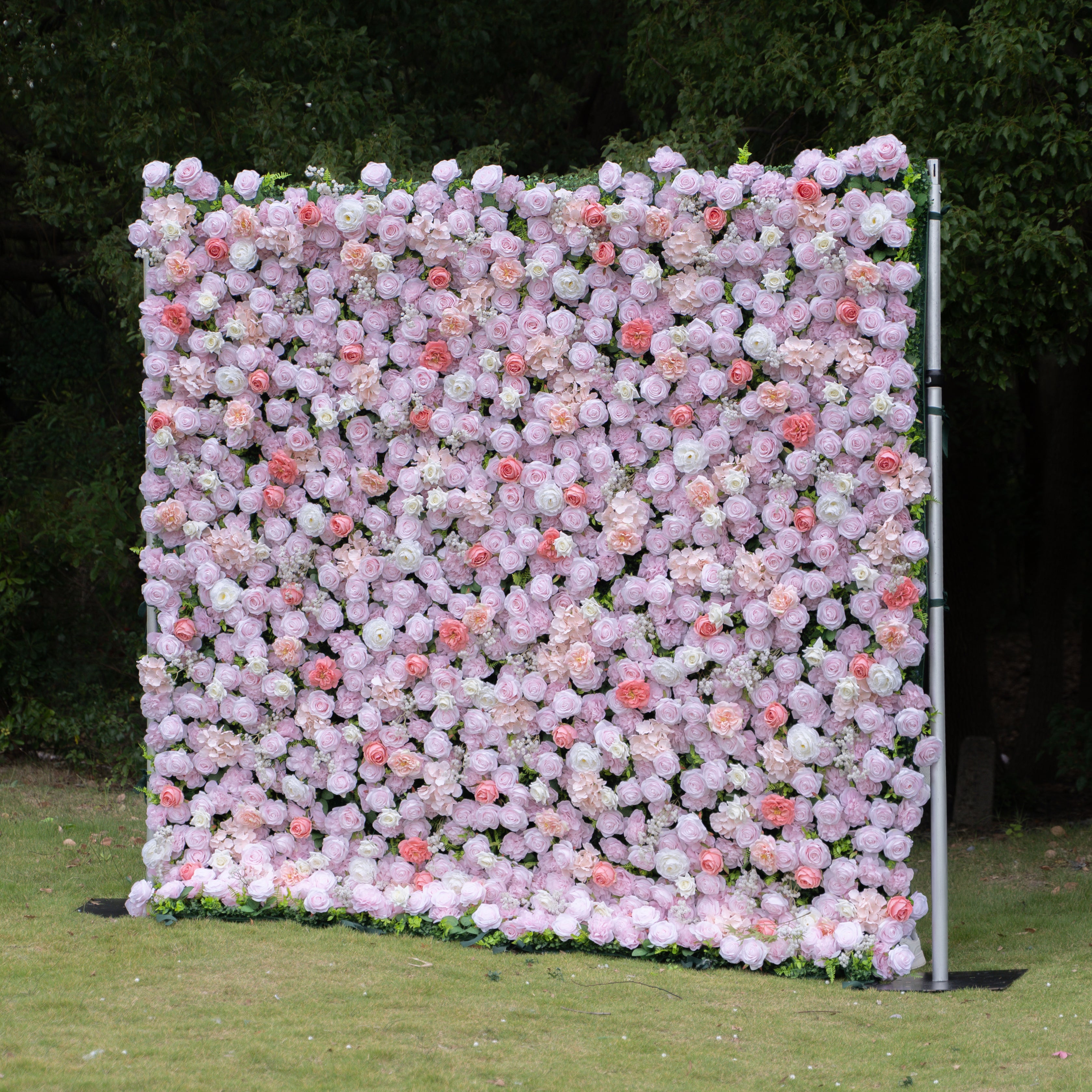 Burlington Pink &amp; Deep Pink Garden Rose Flower Wall Panel – Easy Install Faux Floral Backdrop for Birthday, Graduation &amp; Event Decor