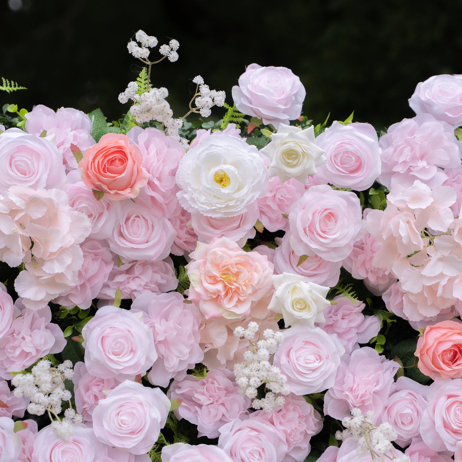 Burlington Pink &amp; Deep Pink Garden Rose Flower Wall Panel – Easy Install Faux Floral Backdrop for Birthday, Graduation &amp; Event Decor