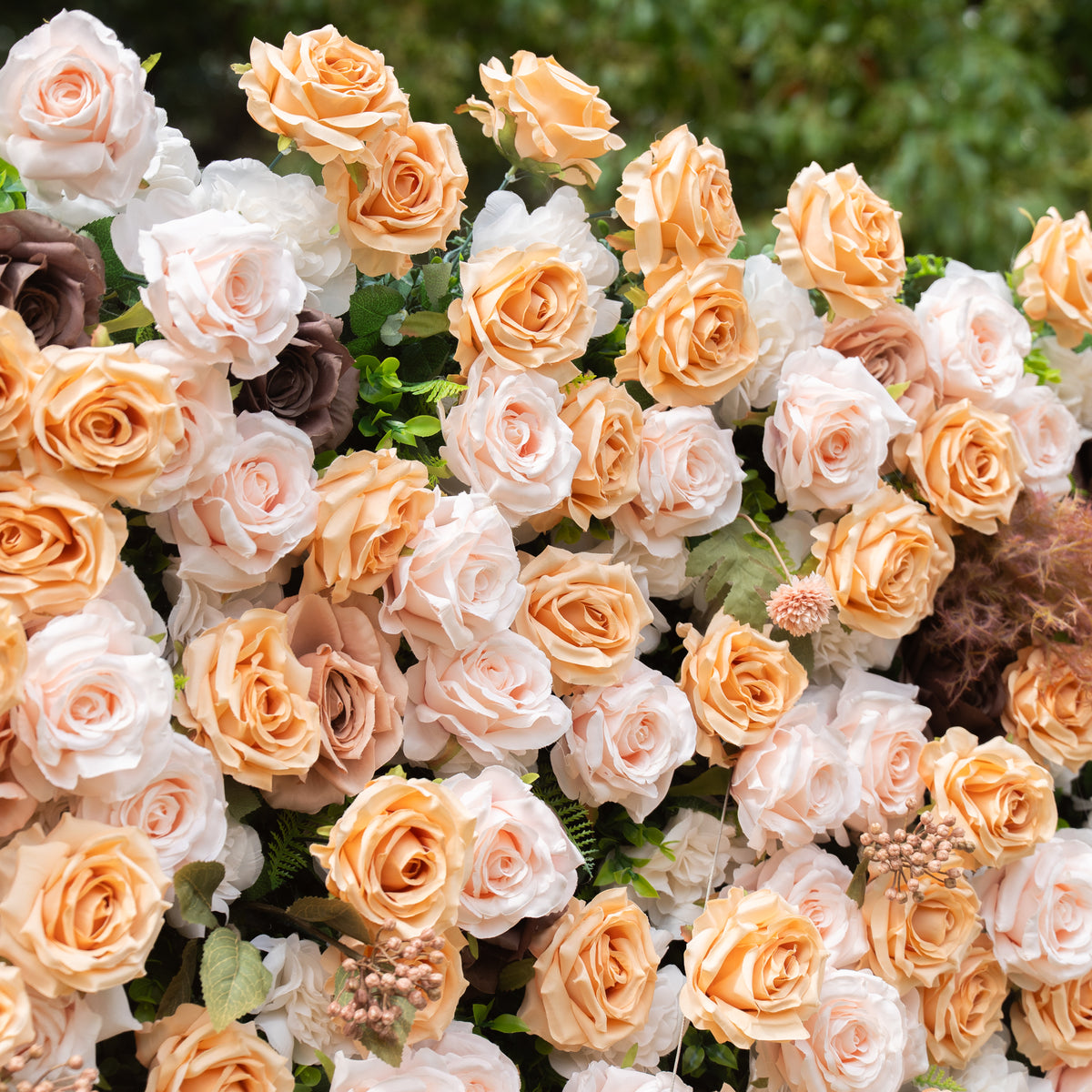 Cappuccino 5D Flower Wall Fabric Artificial Zip Up Curtain Flower Wall For Wedding and Events Decoration