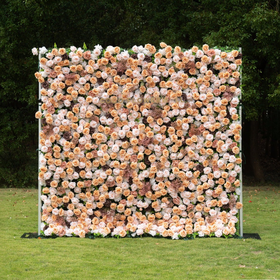Cappuccino 5D Flower Wall Fabric Artificial Zip Up Curtain Flower Wall For Wedding and Events Decoration