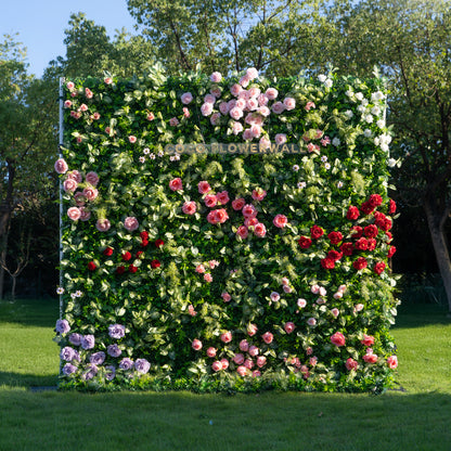 Houma 3D Fabric Backdrop Artificial Flower Wall with Zip-Up Design for Events and Home Decoration