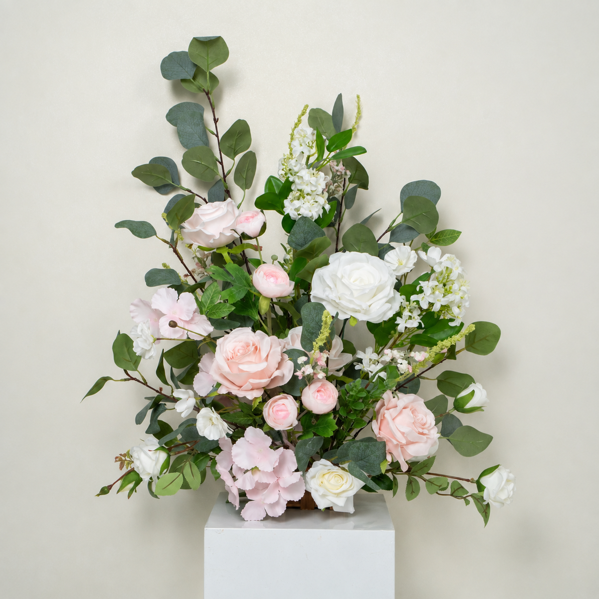 Nolina-White&amp;Pink-Rose Wedding Aisle Flowers,Aisle Flowers for Wedding Ceremony