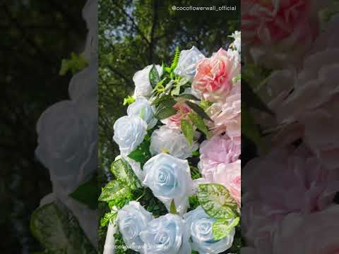 Valley 3D Artificial Flower Wall Backdrop with Zip-Up Curtain for Wedding and Birthday Party