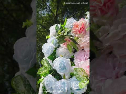 Valley 3D Artificial Flower Wall Backdrop with Zip-Up Curtain for Wedding and Birthday Party