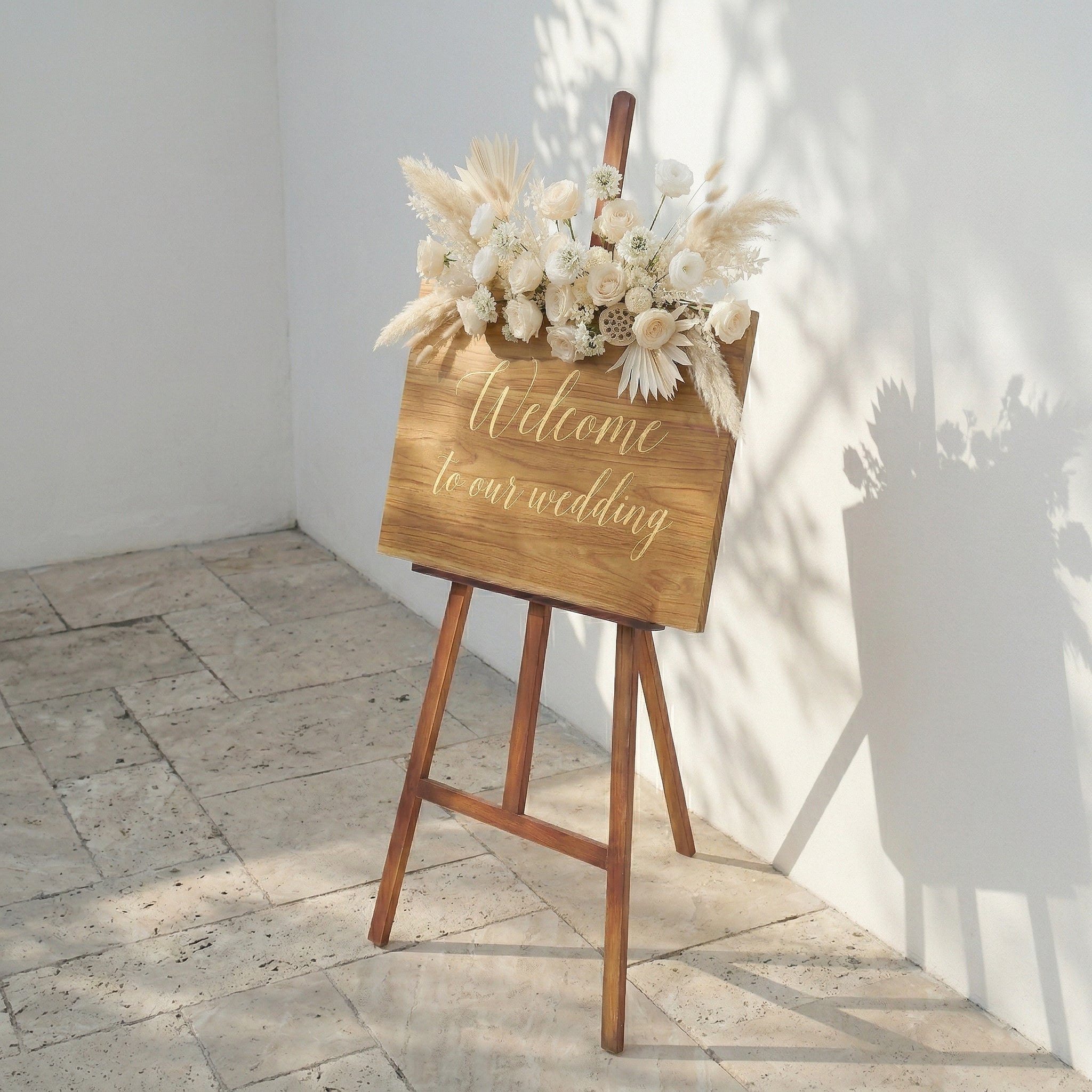 White Artificial Welcome Sign Flowers Wedding Backdrop Garland Supplies