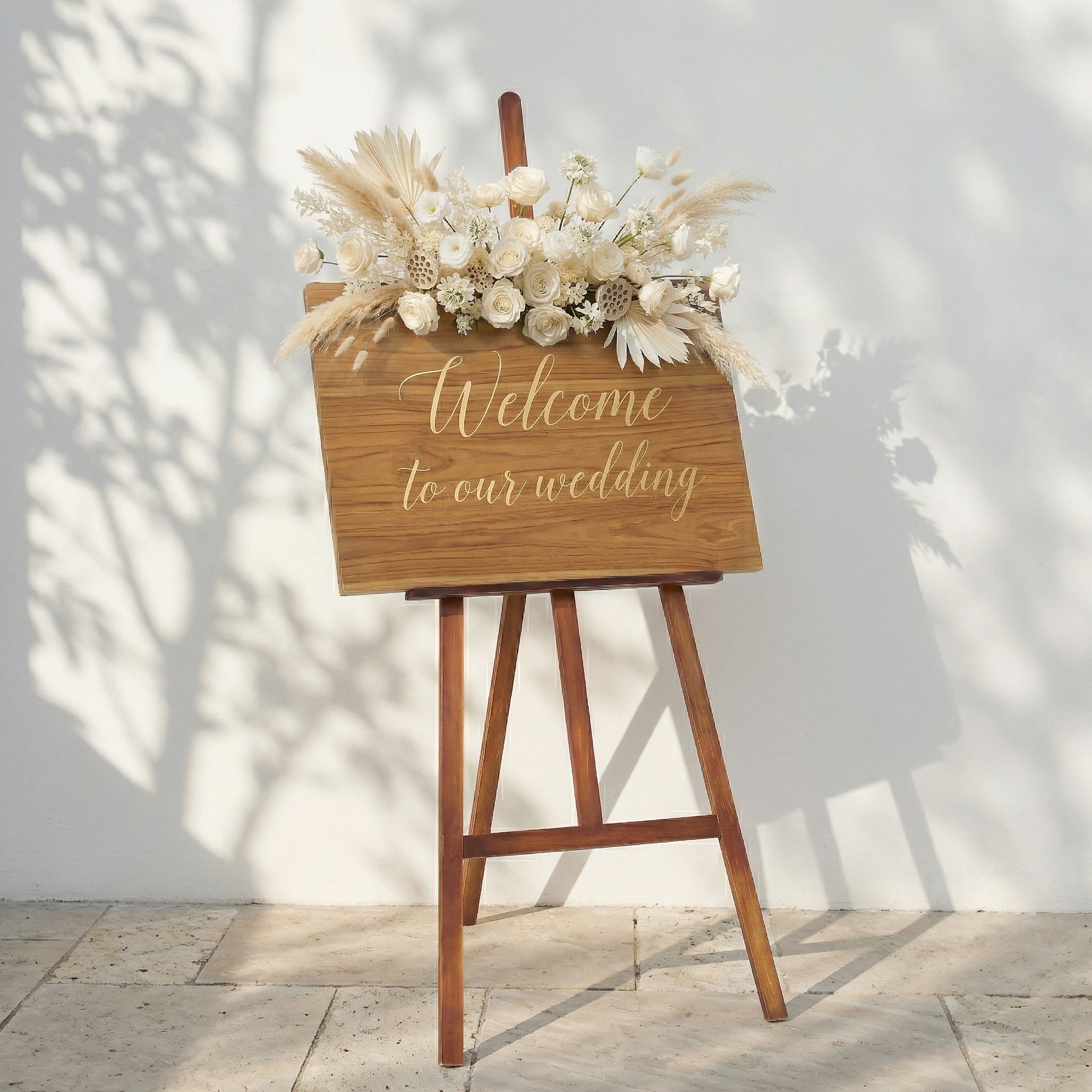 White Artificial Welcome Sign Flowers Wedding Backdrop Garland Supplies
