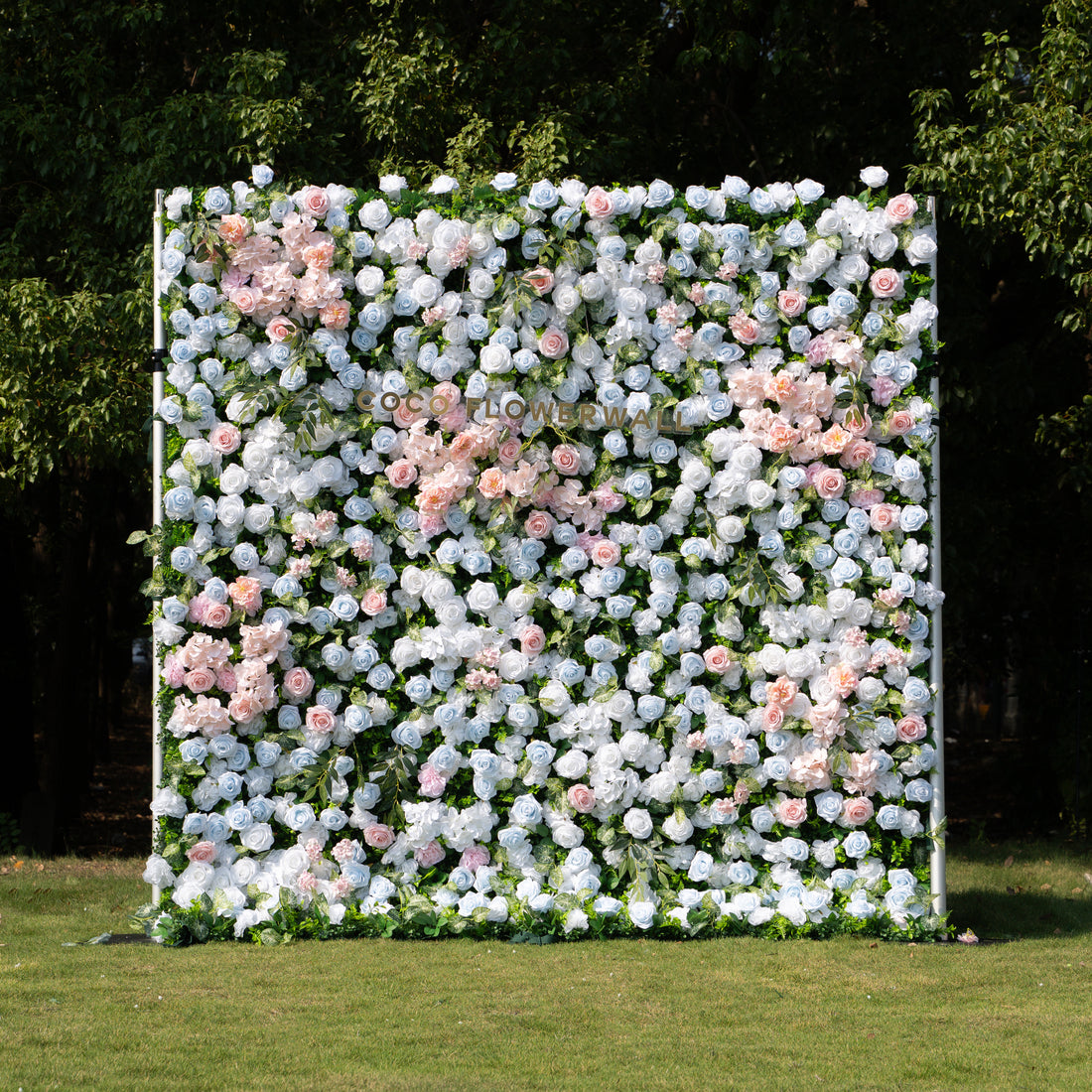 Valley 3D Artificial Flower Wall Backdrop with Zip-Up Curtain for Wedding and Birthday Party