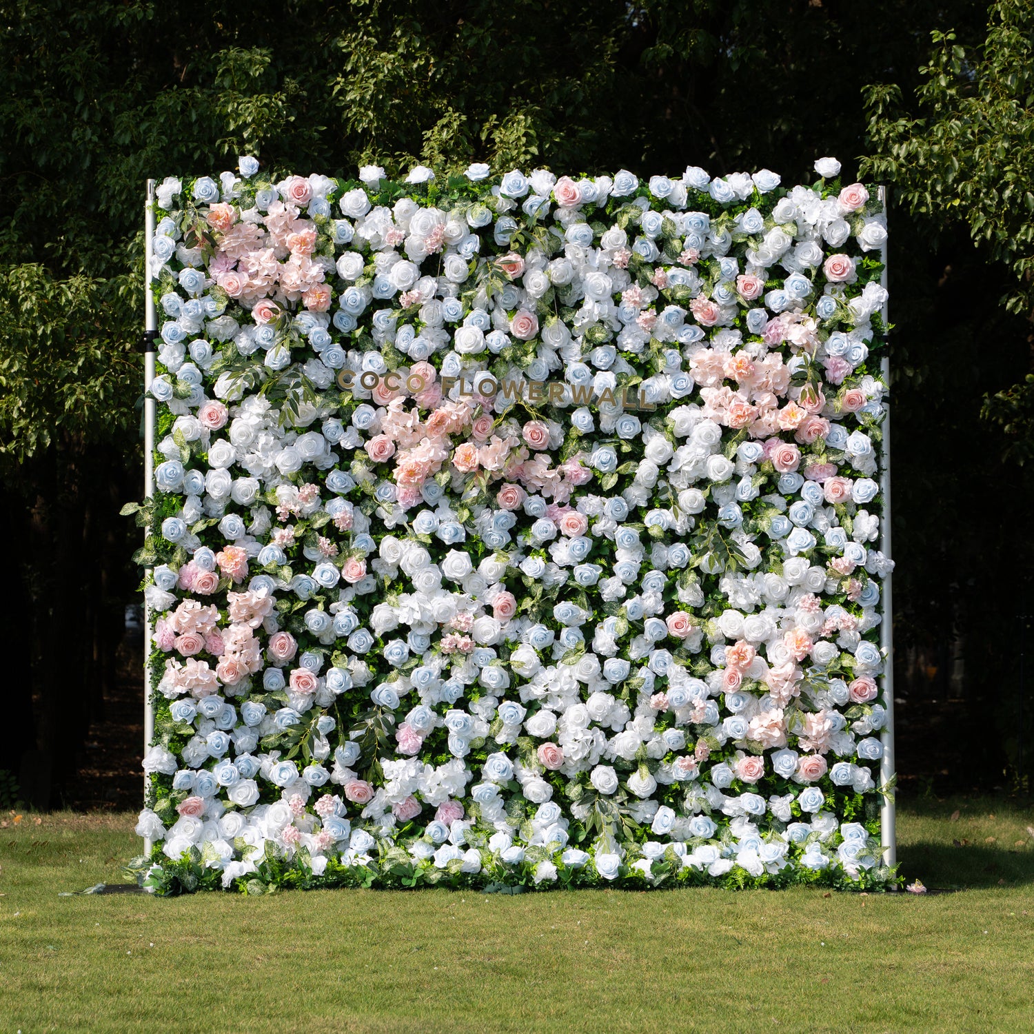 Valley 3D Artificial Flower Wall Backdrop with Zip-Up Curtain for Wedding and Birthday Party