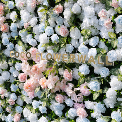 Valley 3D Artificial Flower Wall Backdrop with Zip-Up Curtain for Wedding and Birthday Party