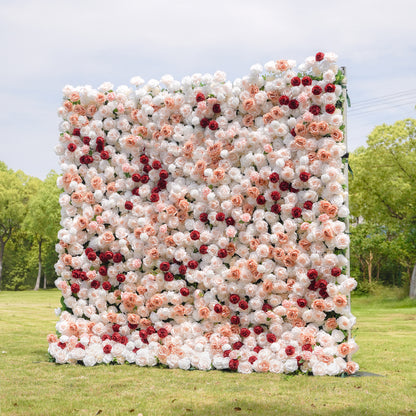 Los Angeles 5D Luxury Fabric Artificial Zip Up Curtain Flower Wall For Event